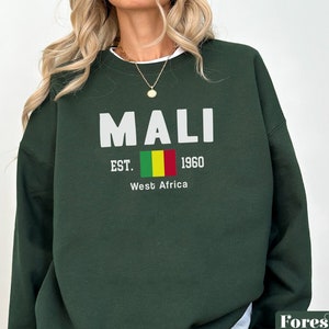 Sweatshirt Mali, trui met ronde hals Mali-vlag, uniseks trui Mali, Mali-reiscadeaus souvenir
