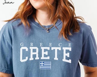 Crete Comfort Colors Tee Shirt, Greece Flgan Vacation Tshirt, Cretan Gift Souvenir, Chania Holiday Shirt