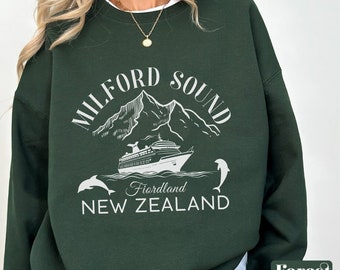 Milford Sound shirt tee, Milford Sound sweatshirt crewneck pullover, New Zealand gifts souvenir, Fiordland apparel clothing,Unisex men women
