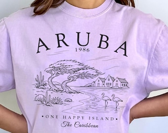 Aruba Comfort Colors® T-shirt, Karibisk semester Unisex T-shirt, Strandsemester Souvenir, Aruba Gåva