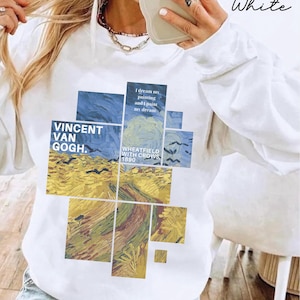 Vincent Van Gogh sweatshirt, Wheatfield with crows 1890 Gogh pullover, Van Gogh Art Retro  Aesthetic Painter Unisex pullover