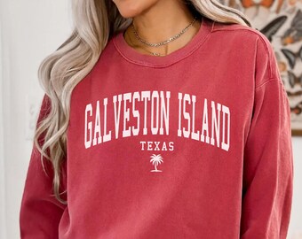 Galveston Island Texas Unisex Comfort Colors T-shirt, Crewneck Sweatshirt, Hoodie Pullover, Long Sleeve Tee, Texas Gulf Coast Gift Souvenir