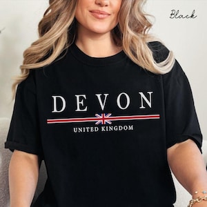 Devon Comfort Colors Shirt, England Tshirt, United Kingdom Unisex Flag  T-Shirt, British Travel Gifts Souvenir, England Holiday Tee