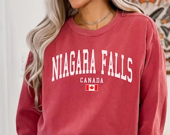 Niagara Falls Canada Flag Unisex Comfort Colors T-shirt, Crewneck Sweatshirt, Hoodie Pullover, Long Sleeve Tee,Ontario Travel Gift Souvenir