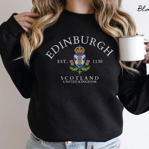 Edinburgh Sweatshirt, Scotland Flag Crewneck Pullover, Scottish Gift Souvenir, Scotland Unisex Clothing Apparel, Edinburgh Vacation Travel