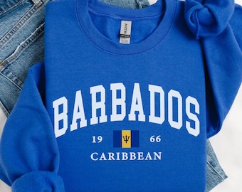 Barbados sweatshirt, Barbados Flag crewneck sweater, Barbados Holiday pullover, Caribbean Island Travel Gift Souvenir
