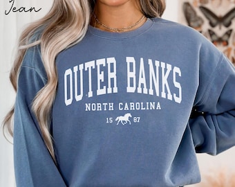 Outer Banks North Carolina Unisex Comfort Colors T-shirt, Crewneck Sweatshirt, Hoodie, Long Sleeve Tee,OBX horse Vacation Gift Souvenir