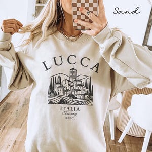 Lucca sweatshirt, Italy sweater crewneck, Tuscany Unisex pullover hoodie, Italian Travel gifts souvenir