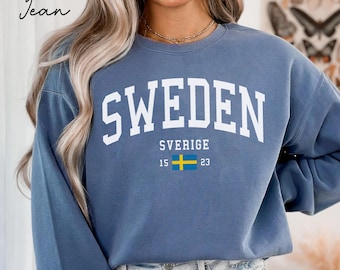 Sweden Flag  Unisex Comfort Colors T-shirt, Crewneck Sweatshirt, Hoodie Pullover, Long Sleeve Tee, Scandinavian Travel Gift Souvenir