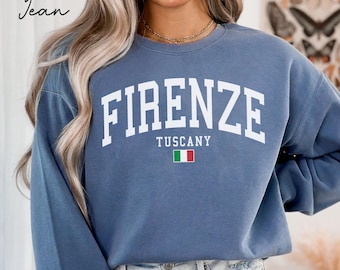 Firenze Italy Flag Unisex Comfort Colors T-shirt, Crewneck Sweatshirt, Hoodie Pullover, Long Sleeve Tee, Italian Tuscany Gift Souvenir