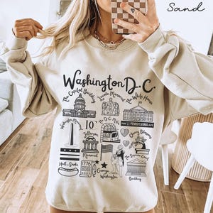 Sweat-shirt Washington D.C., Monuments de Washington D.C. Pull à col rond unisexe, Cadeau de voyage D.C. Souvenir D.C. Pull à capuche