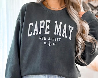 Cape May New Jersey Unisex Comfort Colors T-shirt, Crewneck Sweatshirt, Hoodie, Long Sleeve Tee, New Jersey Vacation Gift Souvenir