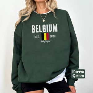 Sweater van België, trui met Belgische vlag, zachte, gezellige universiteitstrui van België, uniseks voor mannen en vrouwen, België cadeau