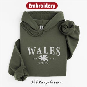 Wales embroidery hoodie, Welsh embroidered Dragon Flag Hooded Sweatshirt, Welsh Travel Gift Souvenir, Wales Unisex pullover