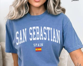 San Sebastian Spain Unisex Comfort Colors T-shirt, Crewneck Sweatshirt, Hoodie Pullover, Long Sleeve Tee, Spanish Basque Coast Gift Souvenir