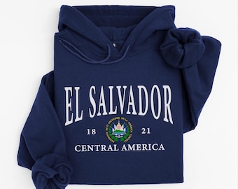 El Salvador hoodie, El Salvador Flag Hooded Sweatshirt, El Salvador Unisex Holiday pullover, Central America Travel Gift Souvenir