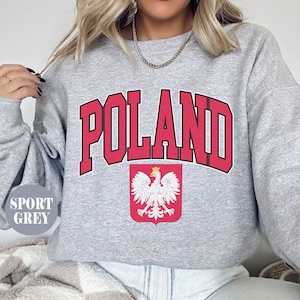 Poland Sweatshirt, Unisex Soft and Comfortable Poland Emblem Crewneck Pullover, Polish Gifts, Polish coat of arms