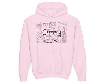Germany Youth Heavy Blend Hooded Sweatshirt, German Landmarks