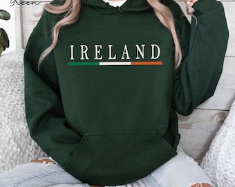 Hoodie met Ierse vlag, Iers unisex sweatshirt met capuchon, Ierse vakantietrui, Keltisch cadeau-souvenir,