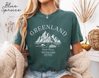 Greenland Comfort Colors®-T-shirt, Denemarken uniseks shirt, Deens Arctisch reiscadeau souvenir, Scandinavisch T-shirt, Nuuk