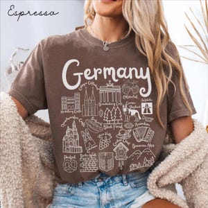 Germany Comfort Colors® Tee Shirt, Germany Doodles Landmarks Unisex Shirt, Germany Travel Gift Souvenir German Tee