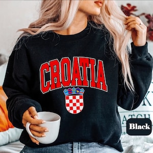 Croatia Sweatshirt, Unisex Soft and Comfortable Croatia Emblem Crewneck Pullover, Croatian Gifts, Croatian coat of arms
