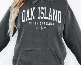 Oak Island North Carolina Unisex Comfort Colors T-shirt, Crewneck Sweatshirt, Hoodie, Long Sleeve Tee, North Carolina Vacation Gift Souvenir