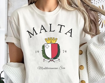 Malta Comfort Colors® Tee Shirt, Maltese Unisex Shirt, Malta Flag T-Shirt Travel Gift Souvenir, Maltese Holiday Tee
