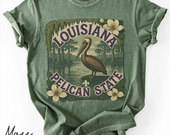 Louisiana Vintage Graphic T-Shirt, Louisiana Retro Grunge Comfort Colors® tee, Pelican State holiday souvenir gift