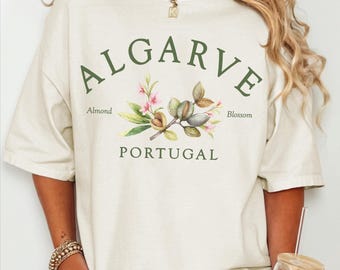 Algarve almond Comfort Colors® T-shirt, Portugal Unisex Sweatshirt crewneck, hoodie sweater, Long Sleeve Tee, Portuguese Vacation souvenir
