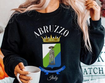 Abruzzo Flag sweatshirt crewneck,Unisex Italy Trip T-shirt,Italian Long sleeve Tee, Vacation Gift Souvenir