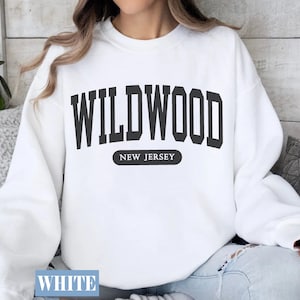 Sweat-shirt Wildwood, pull ras du cou vintage College University Wildwood New Jersey, pull unisexe New Jersey, dortoirs cadeaux New Jersey
