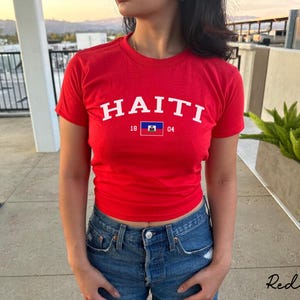 Haiti Women's Baby Tee, Haitian Flag Y2K T-shirt, Haiti Travel Crop Tee, Vintage 2000s 90's Baby Tee, Port-au-Prince Holiday Shirt image 11