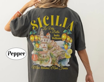 Sicilia shirt,Sicilia Island tshit comfort colors 1717 ,Sicily Lemons Tshirt,Italian clothing, Italy gifts, Palermo, Gift,Amalfi Coast Capri