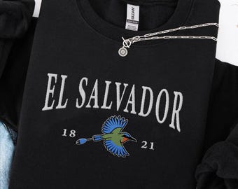 El Salvador embroidery sweatshirt, El Salvador embroidered Flag crewneck sweater,Salvadoran Travel Gift Souvenir,El Salvador Unisex pullover