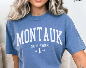Montauk New York Unisex Comfort Colors T-shirt, Crewneck Sweatshirt, Hoodie Pullover, Long Sleeve Tee, Long Island Vacation Gift Souvenir