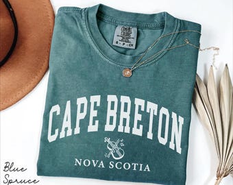 Cape Breton Comfort Colors Tee Shirt, Canada Vacation Tshirt, Nova Scotia Gift Souvenir, Cape Breton Fiddle Holiday Shirt