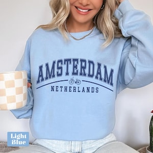 Amsterdam sweatshirt, Amsterdam crewneck pullover, Netherlands Travel clothing gifts souvenir Unisex sweater him her