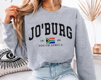 Moletom de Joanesburgo, suéter gola redonda da África do Sul, blusa de férias em Joanesburgo, lembrancinha de viagem da África do Sul