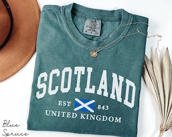 Drapeau de l'Ecosse T-shirt couleurs confort, chemise écossaise, t-shirt de vacances Ecosse au Royaume-Uni, souvenir cadeau de voyage écossais