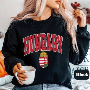Hungary Sweatshirt, Unisex Soft and Comfortable Hungary Emblem Crewneck Pullover, Hungarian Gifts, Hungarian coat of arms