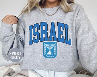 Israel Sweatshirt, Unisex Soft and Comfortable Israel Emblem Crewneck Pullover, Israel Gifts, Israeli coat of arms