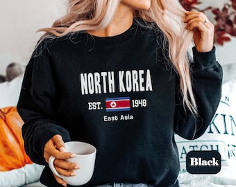 Nordkorea-Sweatshirt, Nordkorea-Flaggenpullover mit Rundhalsausschnitt, NordKorea-Unisex-Pullover, Nordkorea-Geschenk-Souvenir