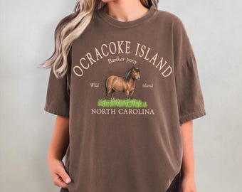 Ocracoke Island Comfort Colors® T-shirt, North Carolina Unisex Sweatshirt crewneck, hoodie sweater, Long Sleeve Tee, Banker pony souvenir