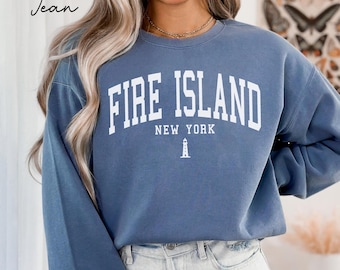 Fire Island New York Unisex Comfort Colors T-shirt, Crewneck Sweatshirt, Hoodie Pullover, Long Sleeve Tee, New York  Vacation Gift Souvenir