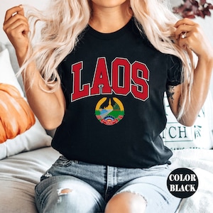 Laos Tshirt, Unisex Soft and Comfortable Laos Emblem Shirt, Laos Gifts, Laotian tee coat of arms