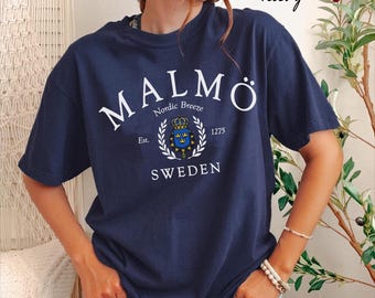 Malmö Comfort Colors® T-shirt, Sweden flag Unisex Sweatshirt crewneck, hoodie sweater, Long Sleeve Tee, Swedish Vacation Gift souvenir