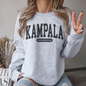 Kampala-Sweatshirt, Uganda-Pullover, Uganda-Urlaub Frauen Rundhalsausschnitt, Weicher, gemütlicher Kampala Uganda College-Stil Unisex-Pullover