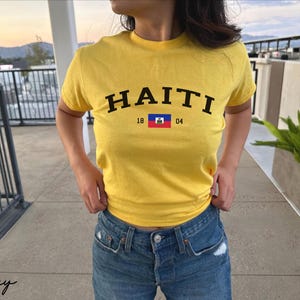 Haiti Women's Baby Tee, Haitian Flag Y2K T-shirt, Haiti Travel Crop Tee, Vintage 2000s 90's Baby Tee, Port-au-Prince Holiday Shirt image 9