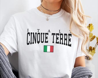 Cinque Terre Comfort Colors T-Shirt, Italien-Flaggenurlaub-T-Shirt, ligurisches Geschenk-Souvenir, Cinque Terre-Urlaubs-Shirt